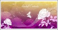 Butterfly Dream roses silhouette vector background