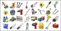 Engineering equipment, tools, people and goods icon