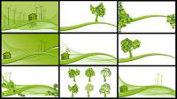 Wind power, reduce emissions, trees, hillsides vector material
