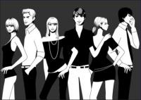 Black and white photographs of men and women vector