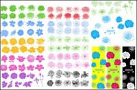 Ink patterns, flowers, vector