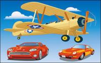 Vehicle Vector MaterialPropeller-driven aircraft and sport car