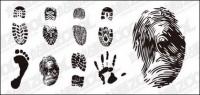 Footprints, fingerprints and palm vector material