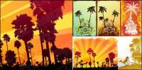 coconut trees theme vector illustrations material