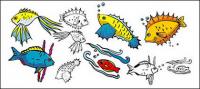 Various cartoon fish