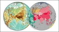 Vector map of the world exquisite material - Asia spherical map