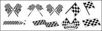 Black and white checkered racing flags vector material