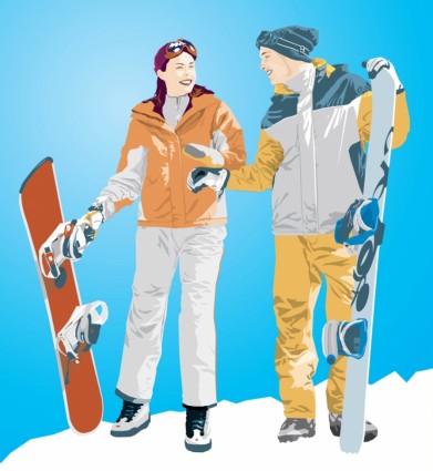 snowboard boy amp girl illustration