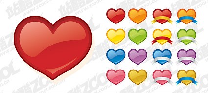 web2 style heart shaped icon vector material