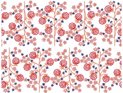 lines of small trees and flowers handpainted background vector