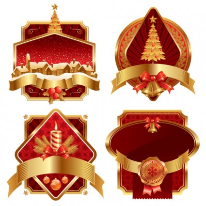 vector gold christmas label