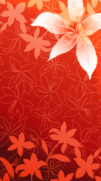 Lily flowers and line drawing vector background material