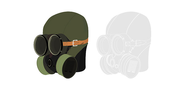 Vector material military gas masks