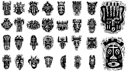 African tribal masks pictorial material vector