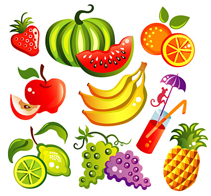 Vector cartoon style fruit