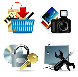 Shopping, photos, log, maintenance and other vector icon material