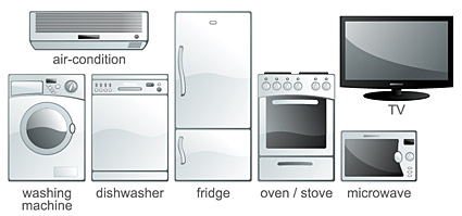 Vector material commonly used household electrical appliances