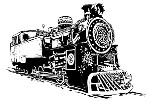 Black and white locomotive vec