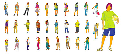 Leisure figures vector material