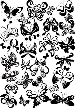Black and white butterfly element vector