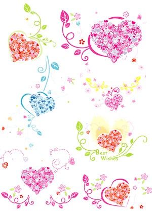 Lovely heart-shaped pattern composed of vector logo