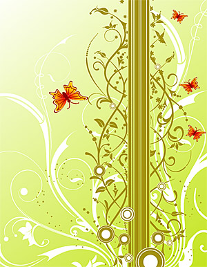 Background patterns and butterfly Vector