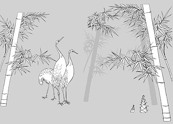 Vector line drawing of flowers-49(Bamboo, bamboo shoots, Hok)