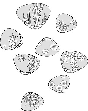 Line drawing of flowers -24