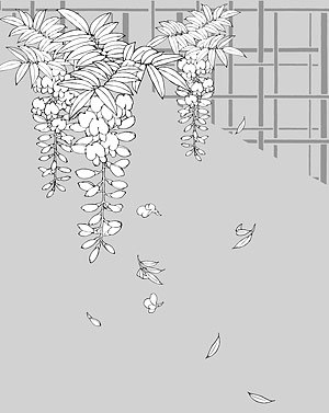 Line drawing of flowers -13