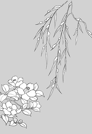 Line drawing of flowers -16