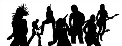 Live performances of music artist silhouettes vector material