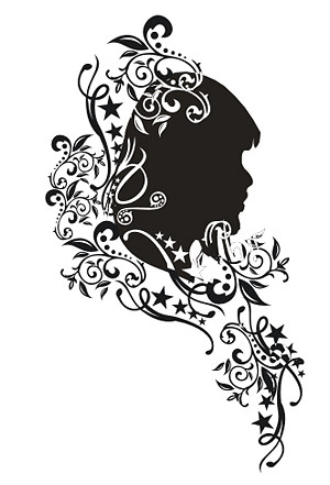 Vector with the pattern portrait of women