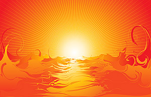Cool sea sunset vector material