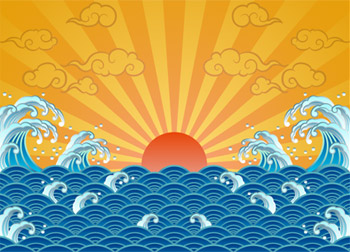 The sun, waves, Xiangyun vector material