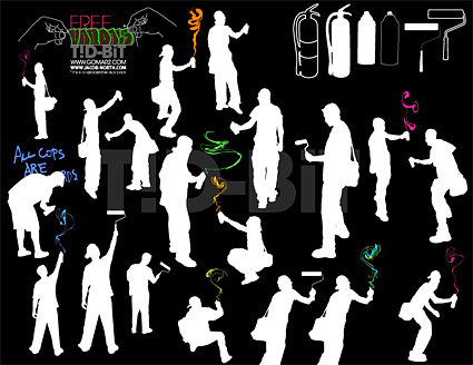 Vector material spray-painted figures