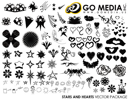 Go Media produced vector material - heart-shaped and star series