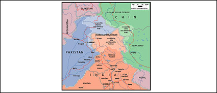 Vector map of the world - Kashmir, Jammu map
