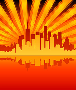 City reflection of the vector material