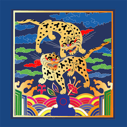 Classical Chinese auspicious tiger map