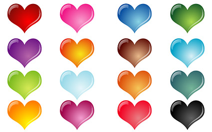 Colorful heart-shaped crystal effect