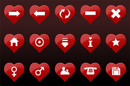 Red heart-shaped icon vector material