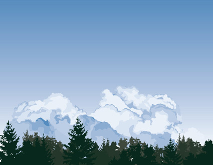Vector forest sky clouds