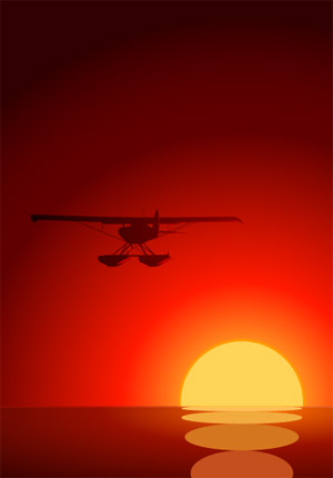 aircraft under the Sunset vector material