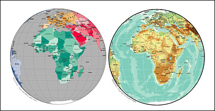Vector map of the world exquisite material - spherical map of Africa