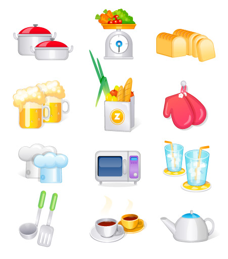 Kitchen supplies, kitchen utensils vector icon