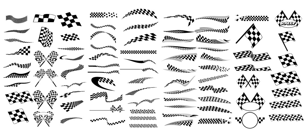 Black and white checkered racing flags vector material
