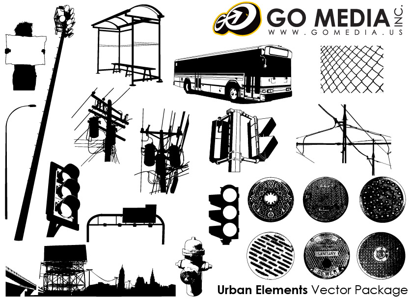 Go Media produced vector material - urban public facilities