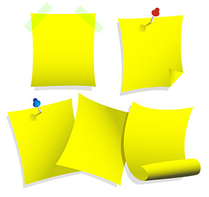 Yellow paper notes vector material