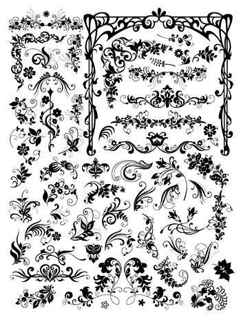 Continental number of black-and-white pattern vector material fashion