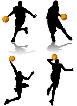 basketball action figure silhouettes vector material